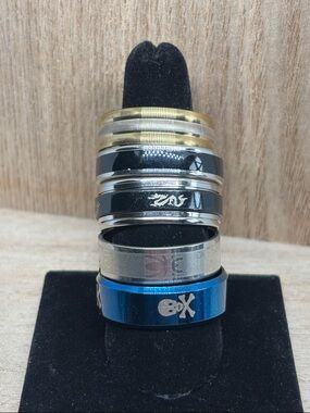 Men's Stackable Blue and Silver Steel Rings - Fashion Band Set